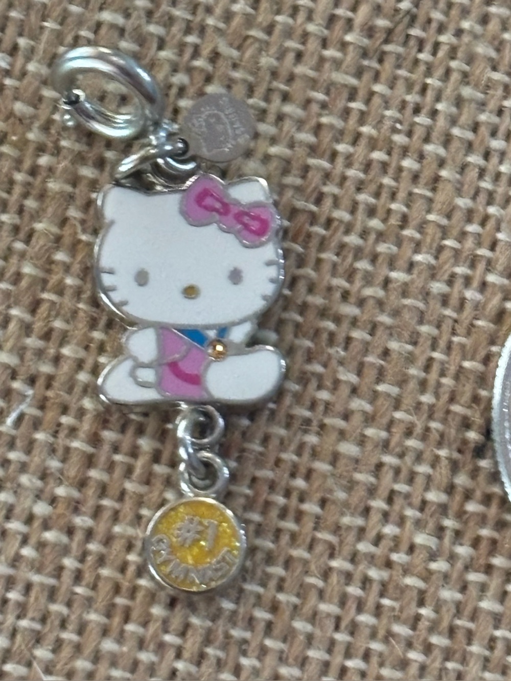 Sanrio Hello Kitty Enamel Dangle Gymnast Charm Hello Kitty Rhinestone